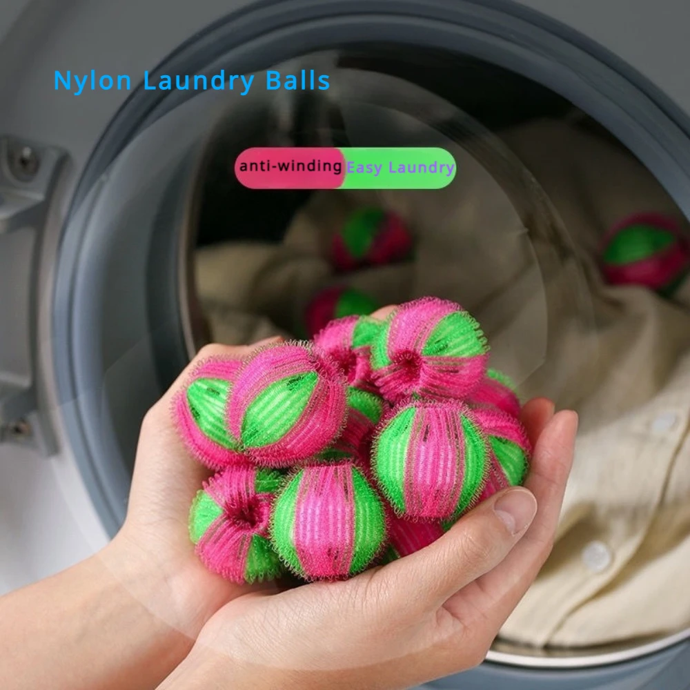 6 Stück Nylon-Wäschebälle, Weichspüler, Anti-Tangle-Reibungsball für Trommelwaschmaschine, entfernt Flusen von Kleidung, Granulat Image