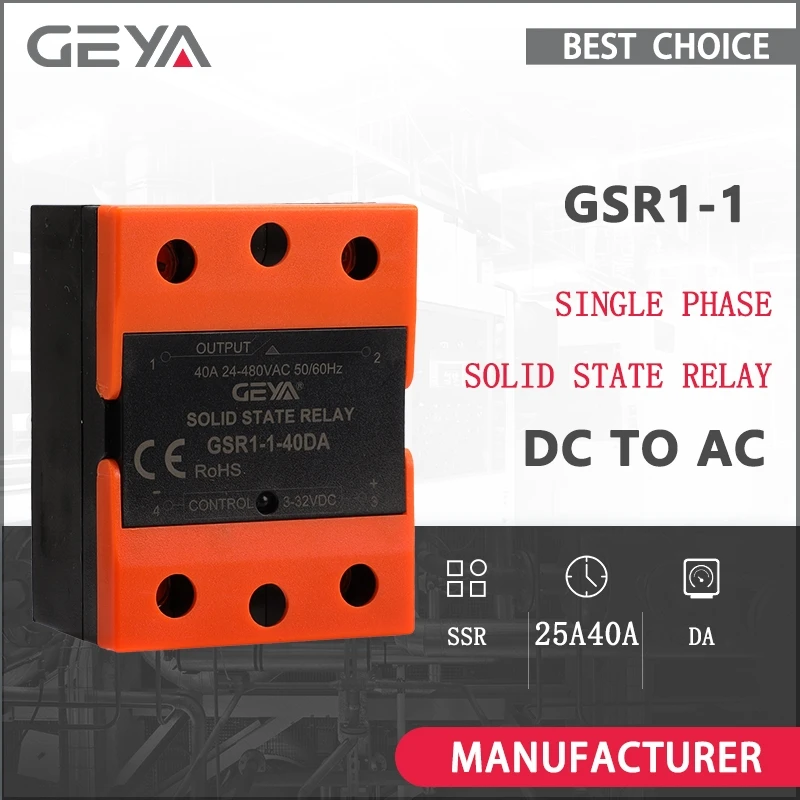 GEYA GSR1-1 Halbleiterrelais SSR Nulldurchgang Einphasig DC zu AC SSR-25DA SSR-40DA Hochleistung Image