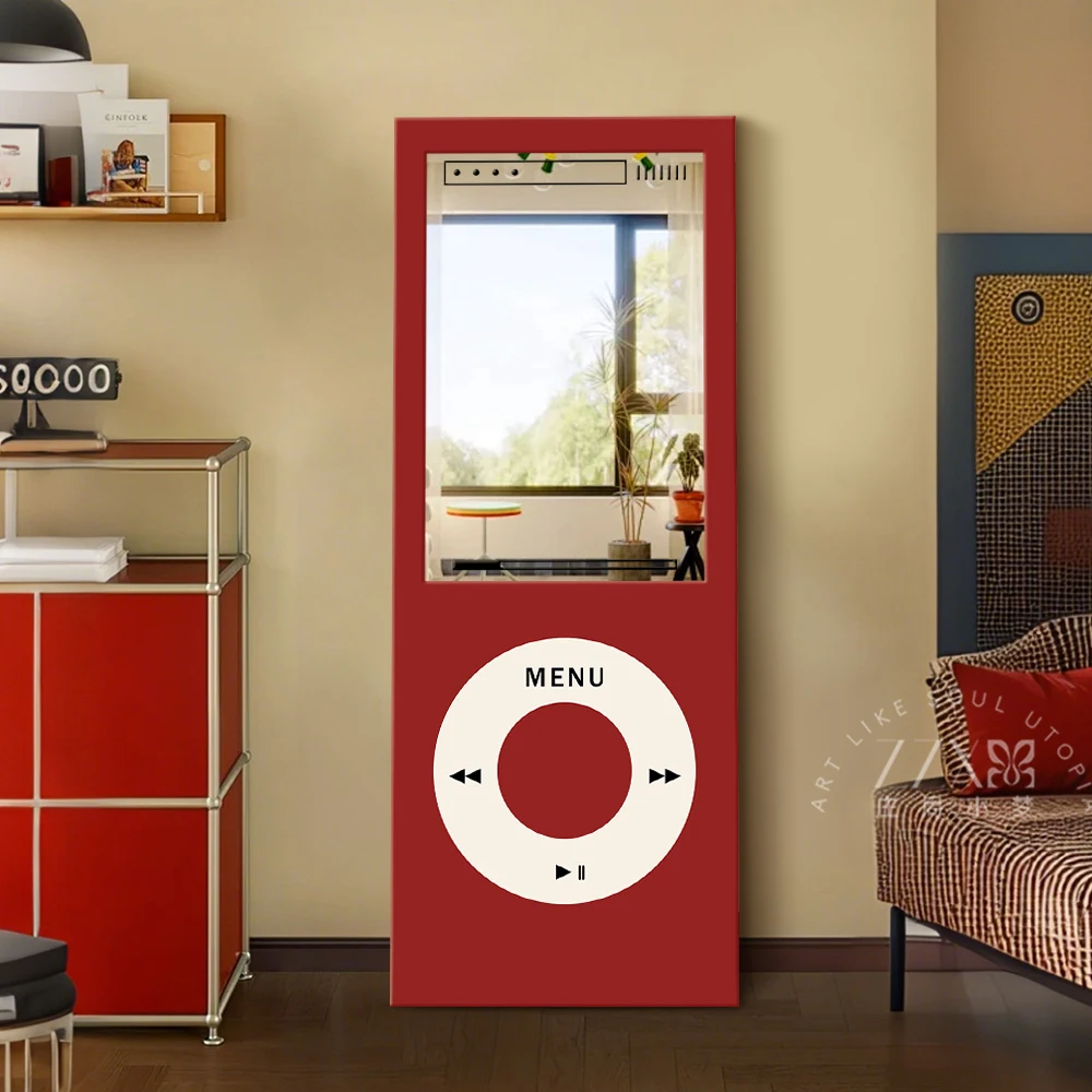 Retro Ganzkörperspiegel dekorative Malerei antike Wohnzimmer Eingang hängende Malerei Spiegel Wandbild Dopamin Bodenspiegel