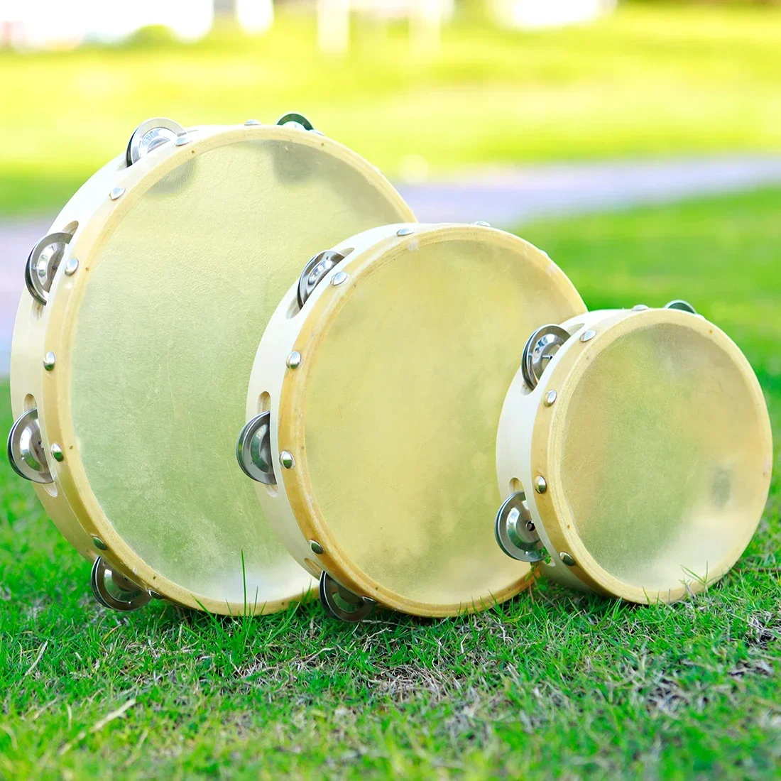 3 Stück 6/8/10 Zoll Tamburin Holzglocke Trommel Handtrommel Orff Percussion Musikinstrument Kindermusik Aufklärung Teile Image