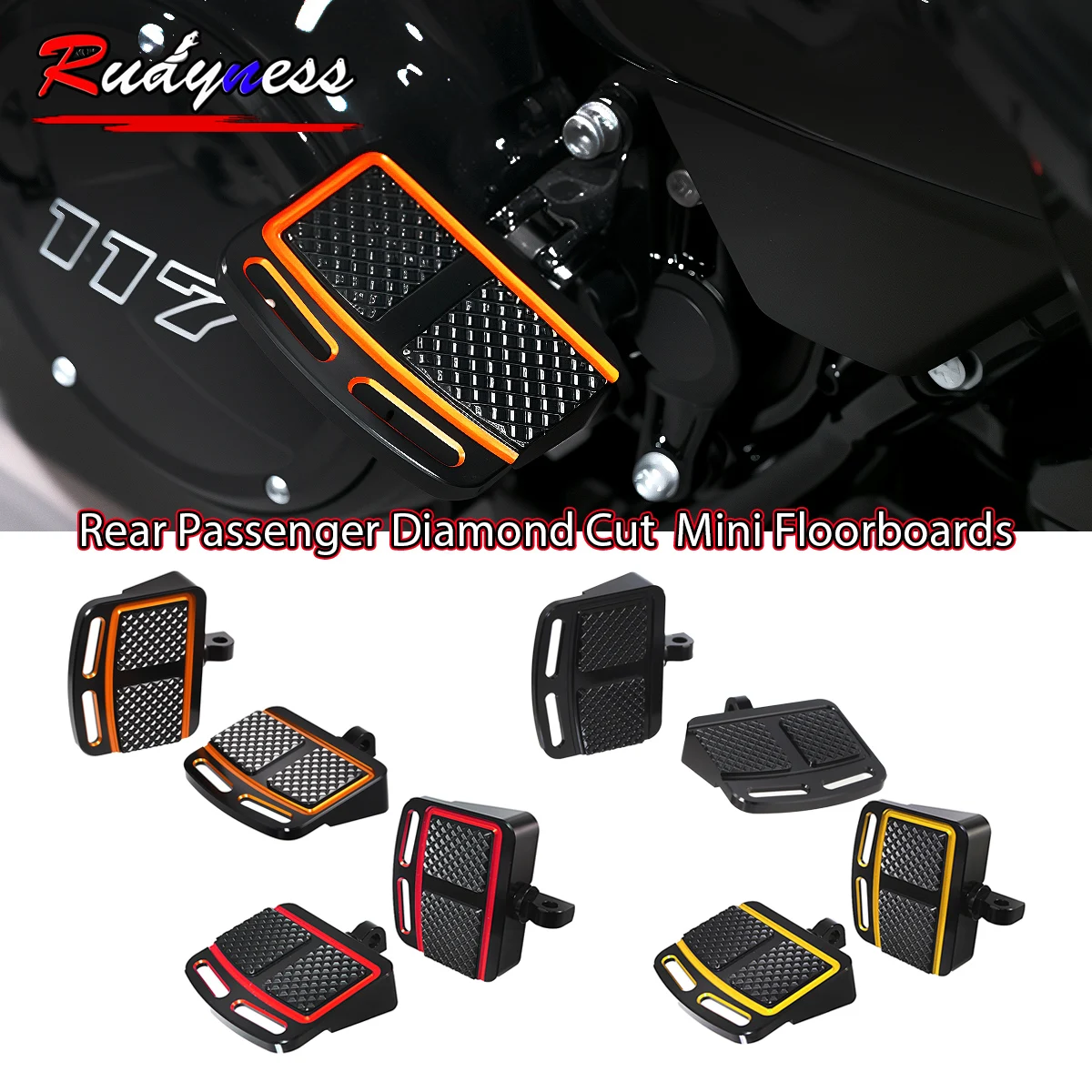 Motorrad Diamond Cut Mini Dielen Trittbretter Pegs Fußrasten Fußstütze Für Harley Dyna Fat Street Bob 2006-2013 Touring Image