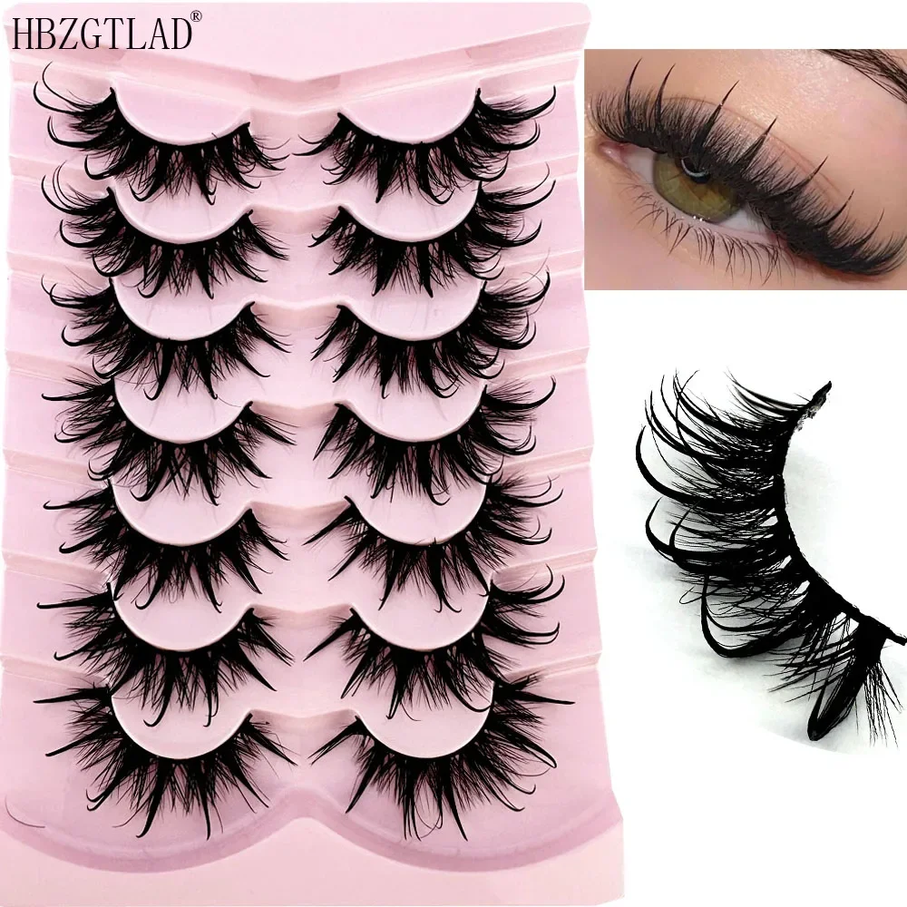 Neue 7Pairs Design Nass Manga Wimpern 3D flauschige Wimpern Extensions Make-Up Mode Lange Dicke Natürliche Gefälschte Wimpern Image