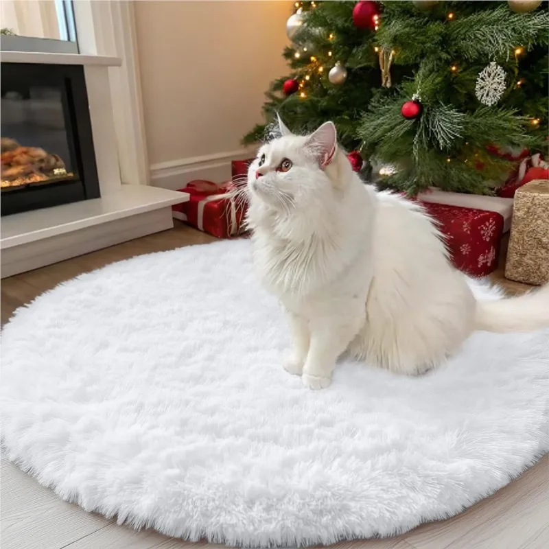 Kitinjoy Runde Teppiche für Schlafzimmer, weicher und flauschiger, zotteliger Teppich für Teenager, Mädchen und Jungen, maschinenwaschbarer, bequemer Teppich für das Wohnzimmer Image