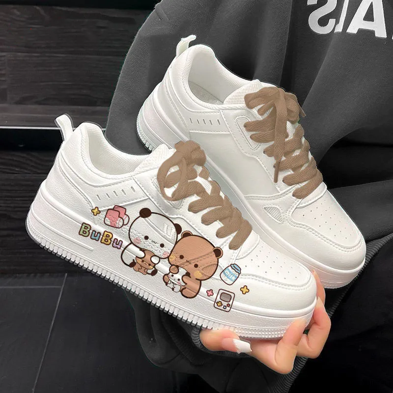Original Panda Bubu und Dudu weiße Schuhe süße Bubu und Dudu Cartoon Panda Bär Puppe Muster Mädchen Junge Paar Schuhe Geschenk