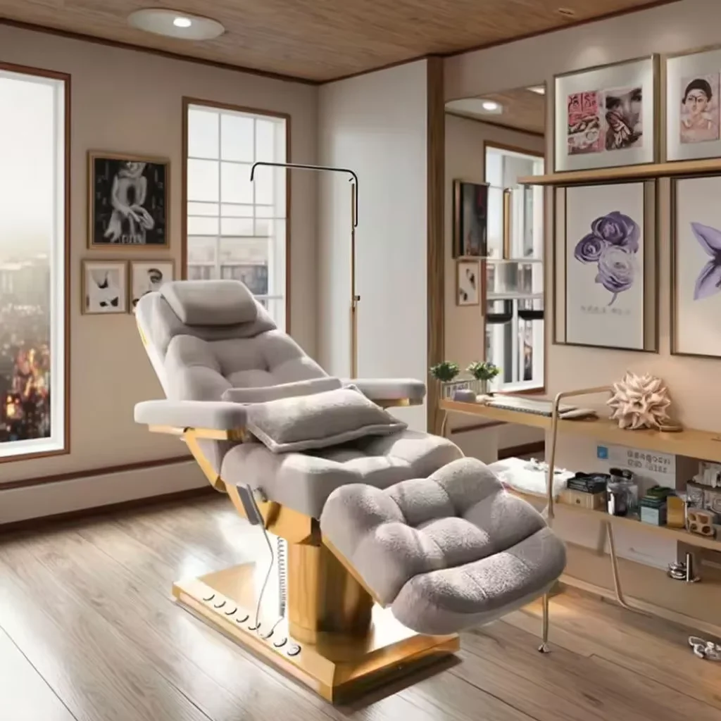 Modernes elektrisches Wimpern-Gesichtsmassagebett mit Vibrator, luxuriöse Salonmöbel für Beauty Spa Image