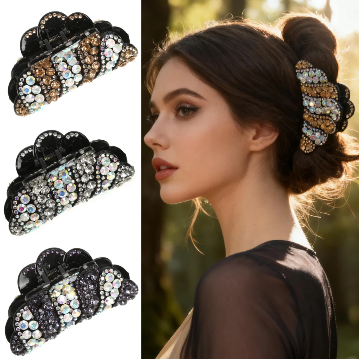 1pc Mode Strass Haar Klaue Für Frauen Mädchen Shark Clips Wolke Form Haar Zubehör Elegante Haarnadeln Pferdeschwanz Klaue Clip Image