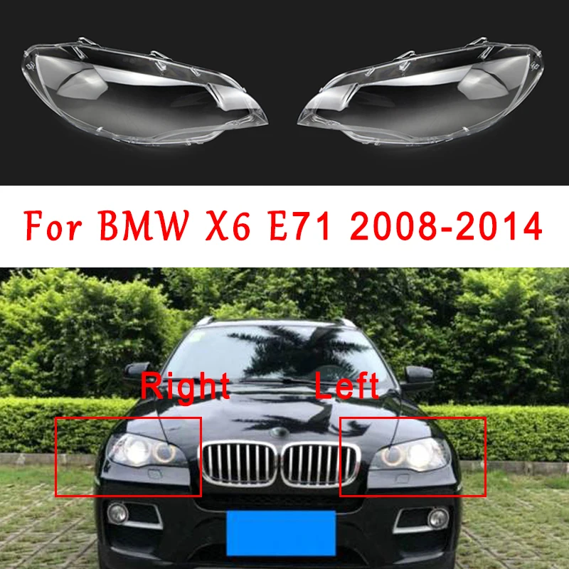 Für BMW X6 E71 2008-2014 Auto Front Scheinwerfer Abdeckung Objektiv Glas Scheinwerfer Transparent Lampenschirm Lampe Shell Masken