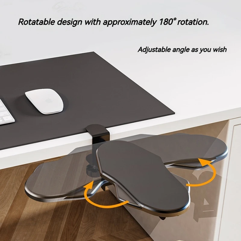 Armstütze, Ellenbogenauflage, ohne Bohren, Desktop-Verlängerung, Handauflage, Heimcomputer, Büro, faltbar, drehbare Ellenbogenstütze Image