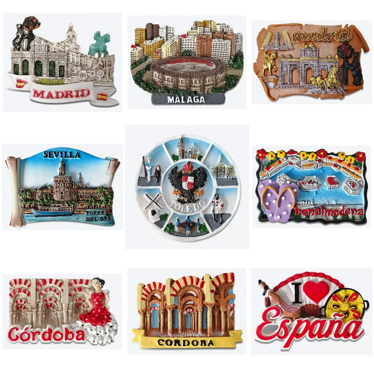 Spanien Reise Souvenir Kühlschrankmagnet Handgefertigter Kühlschrankmagnet Dekorativer Kühlschrankmagnet 3D Kühlschrankmagnet