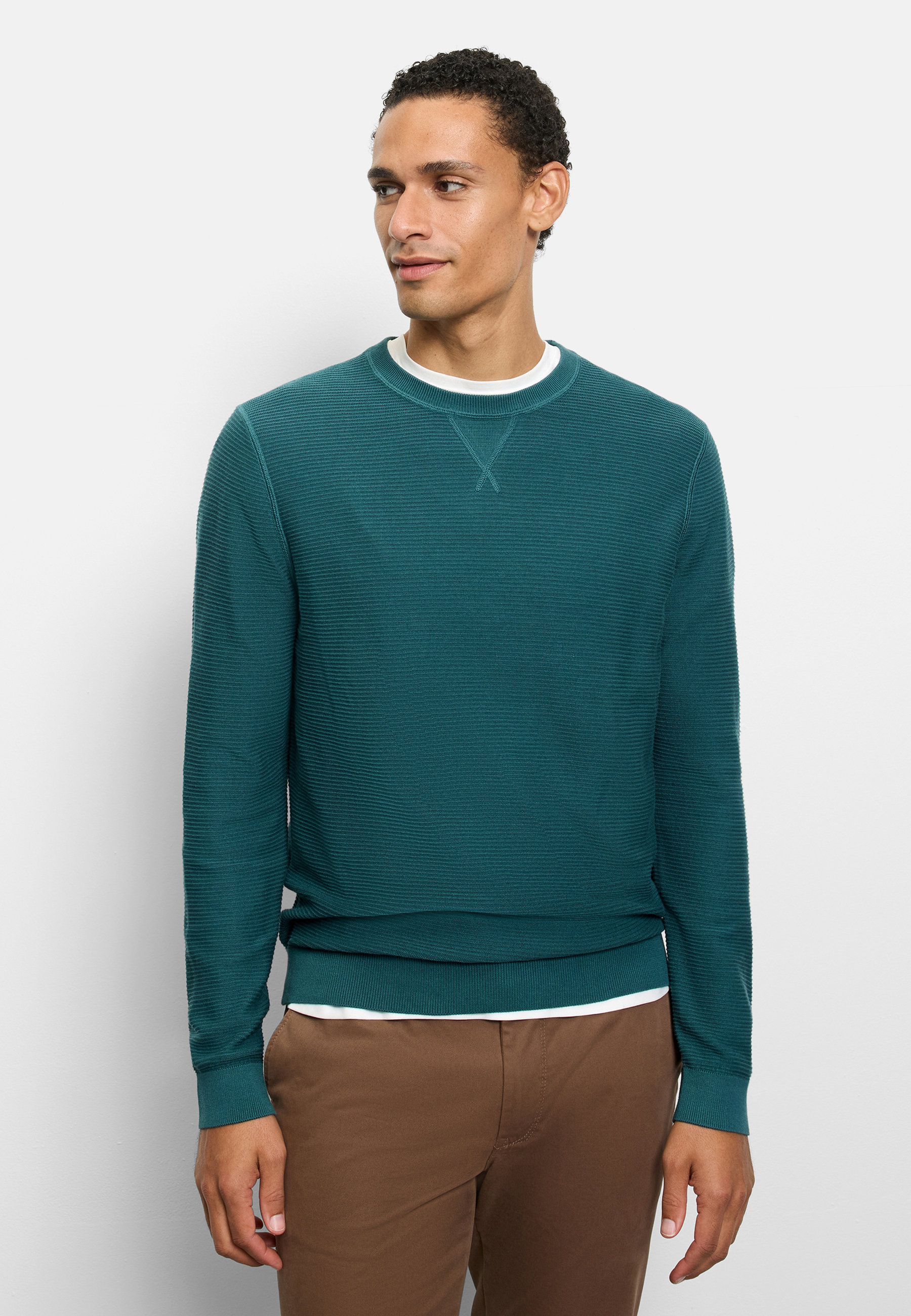 Strickpullover OLYMP "OLYMP Casual Strick", Herren, Gr. M, türkis, 100% Baumwolle, Pullover Strickpullover