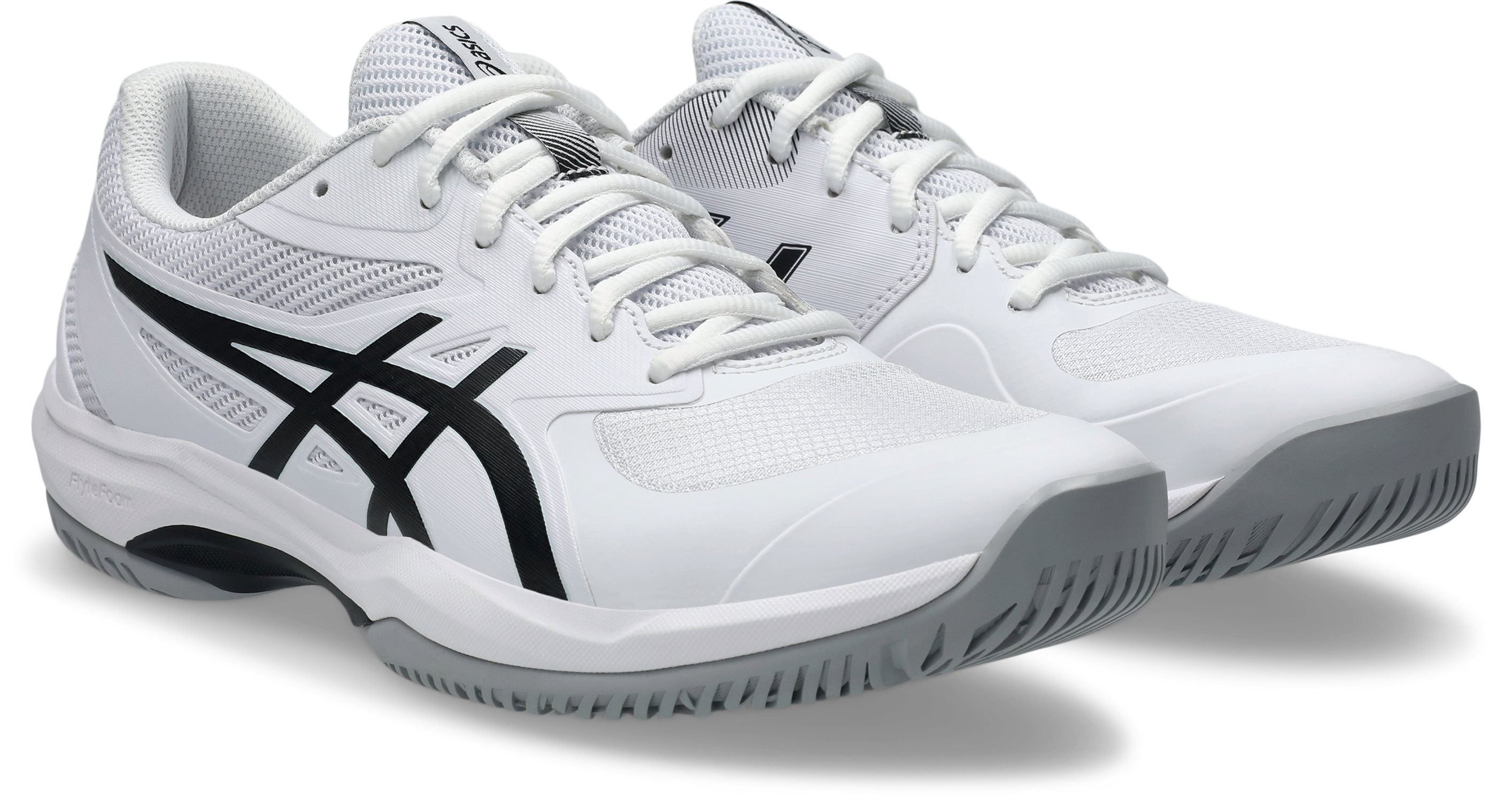 Tennisschuh ASICS "GAME FF", Damen, Gr. 46,5, weiß, schwarz, Textil, Schuhe, Multicourt-Schuh, Allcourt-Schuh