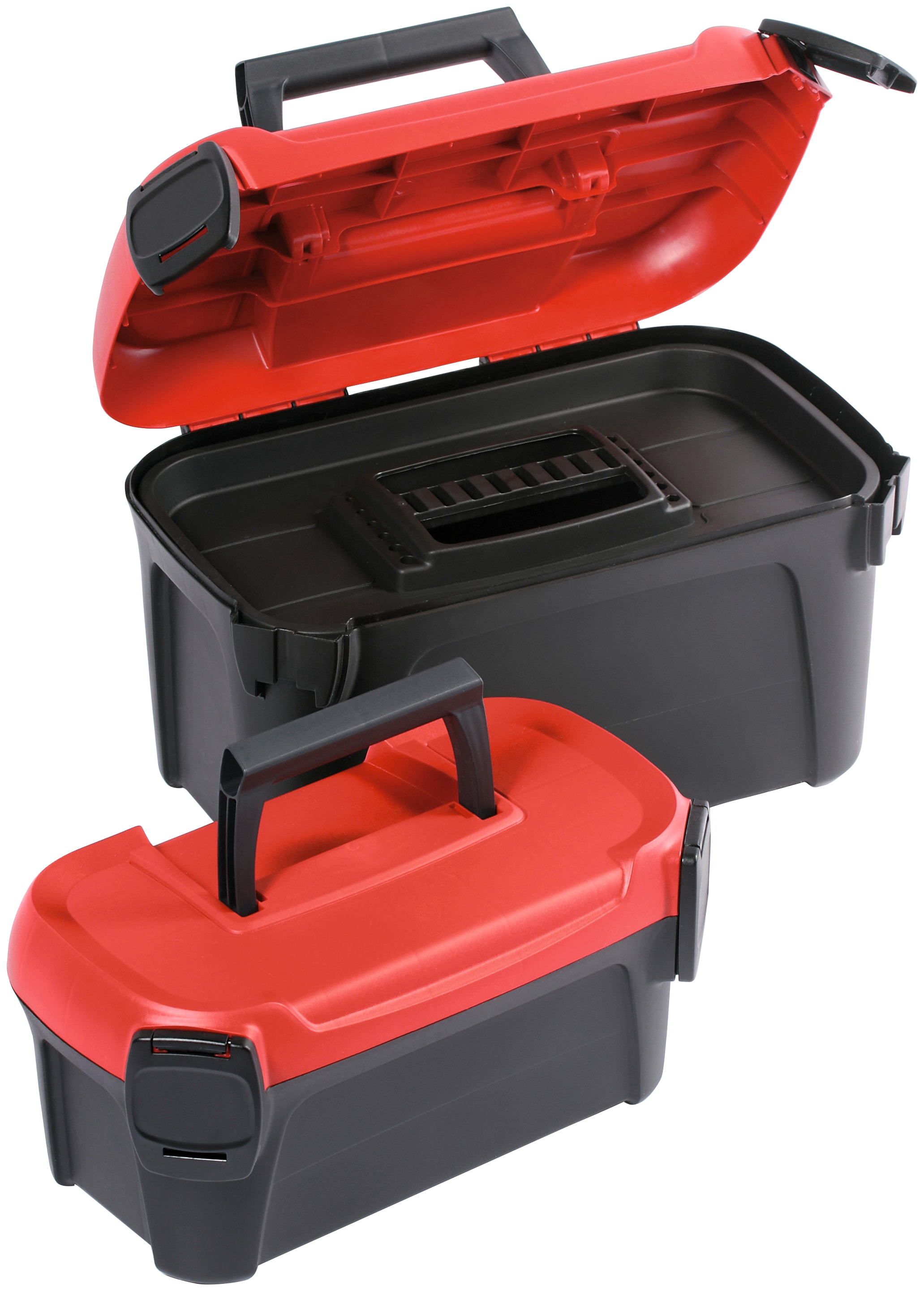 Werkzeugbox PROSPERPLAST "SMART", schwarz (schwarz, rot), B:38cm H:22,5cm T:23,4cm, Kunststoff, Aufbewahrungsboxen, 38 x 23,4 x 22,5 cm