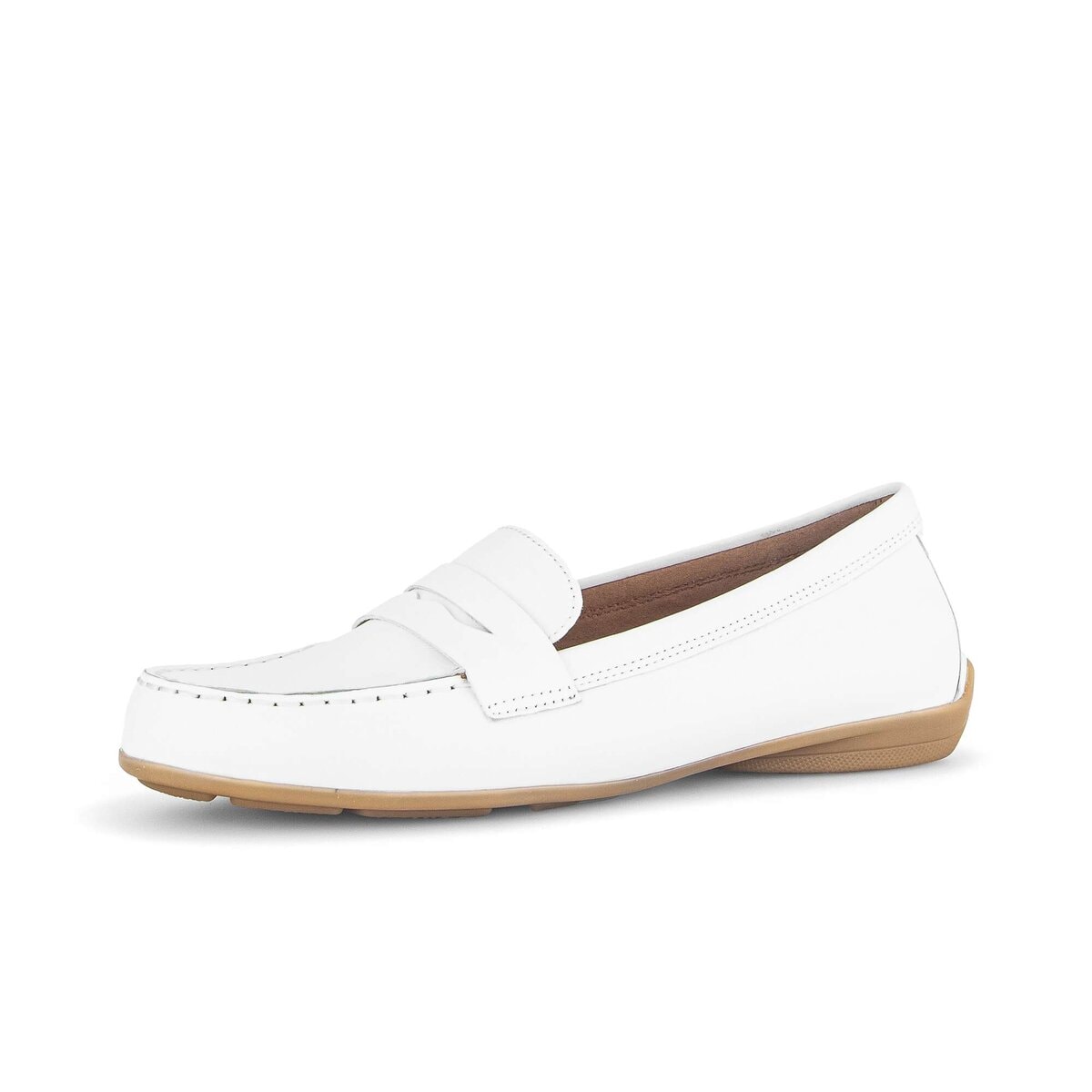 Mokassin GABOR "Mokassin Glattleder", Damen, Gr. 35,5, weiß, Schuhe Mokassin