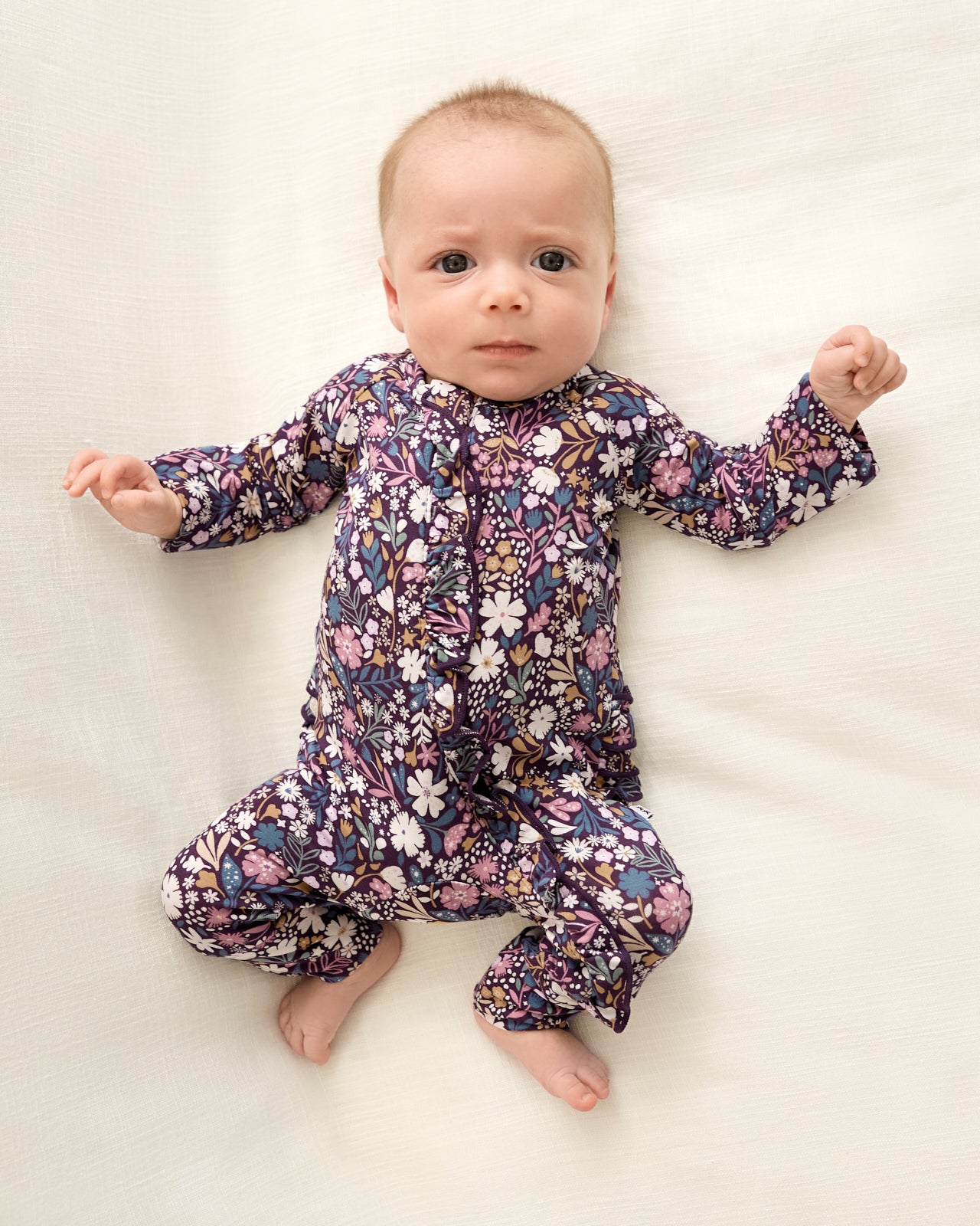 Midnight Petals Ruffle Zippy - Newborn