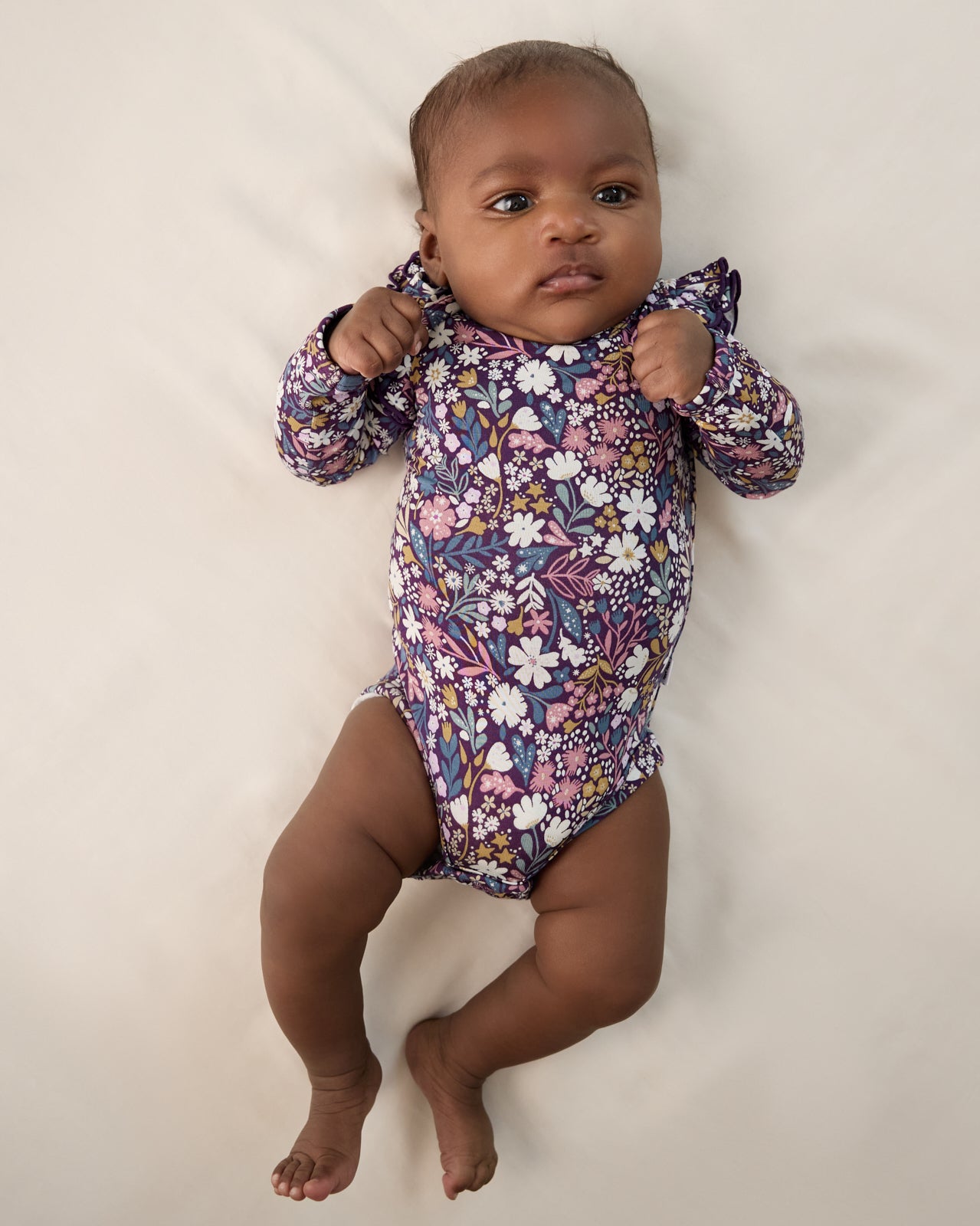 Midnight Petals Flutter Bodysuit - 3-6 months