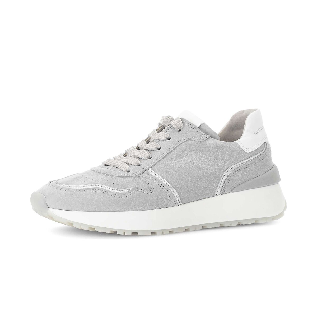 Sneaker GABOR "Sneaker low Materialmix Leder", Damen, Gr. 37,5, grau, Schuhe Sneaker