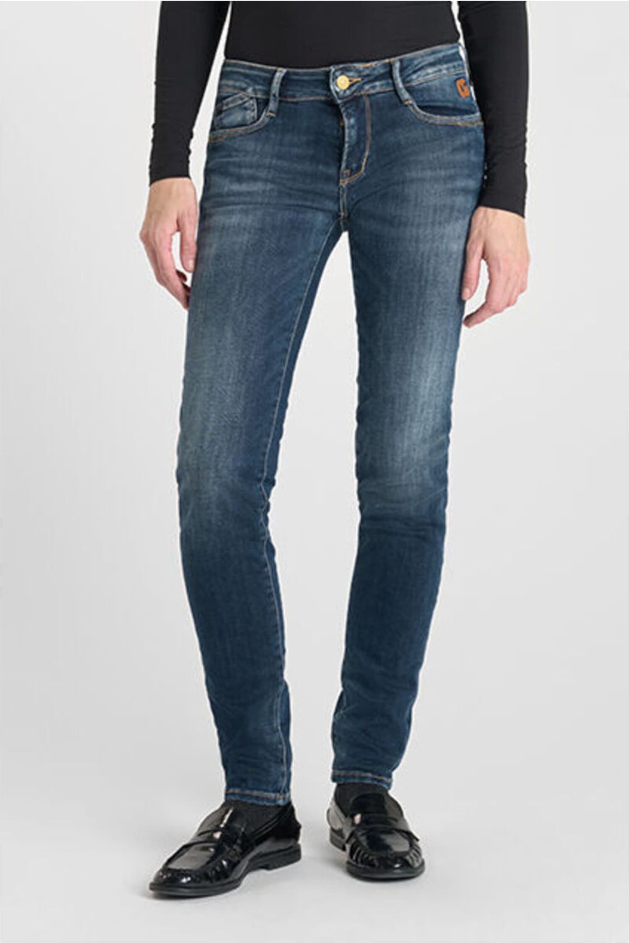 Bequeme Jeans LE TEMPS DES CERISES "MALLO", Damen, Gr. 30, EURO-Größen, jeansblau, 92% Baumwolle, 8% Elasthan, unifarben, Jeans, im klassischen Design