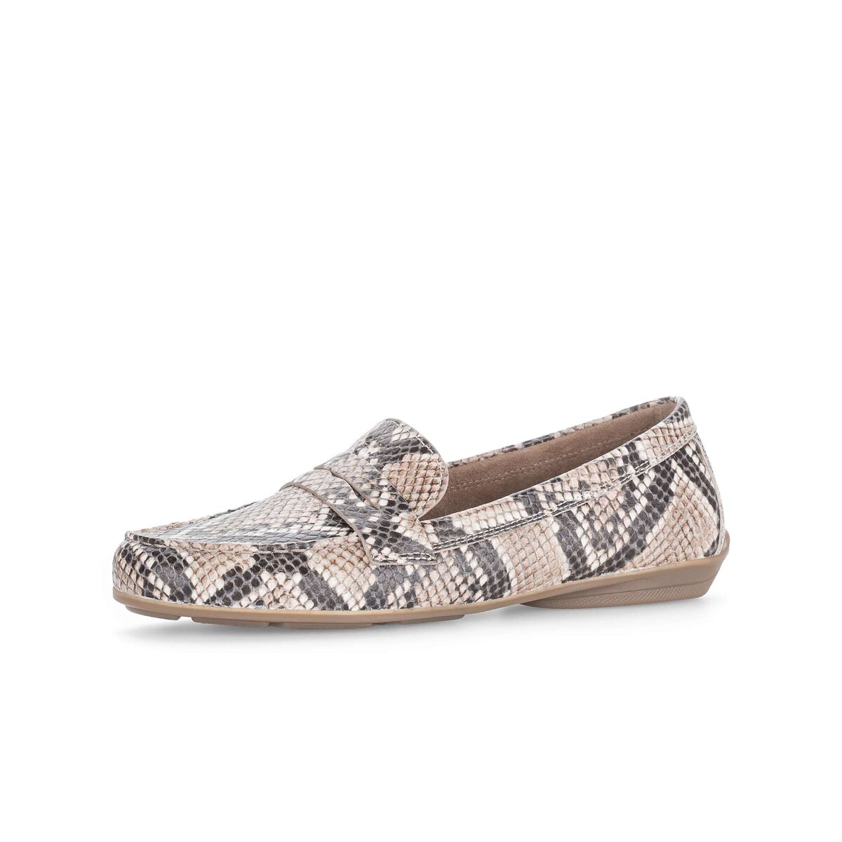 Mokassin GABOR "Mokassin Effektleder", Damen, Gr. 41, beige, Schuhe Mokassin