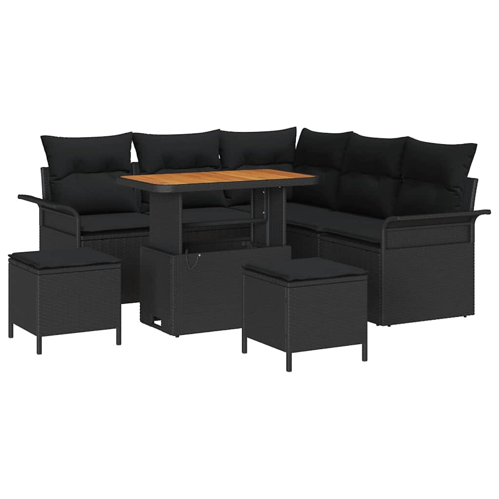 vidaXL Garten-Sofa-Set 8 pcs Schwarz Poly-Rattan Image