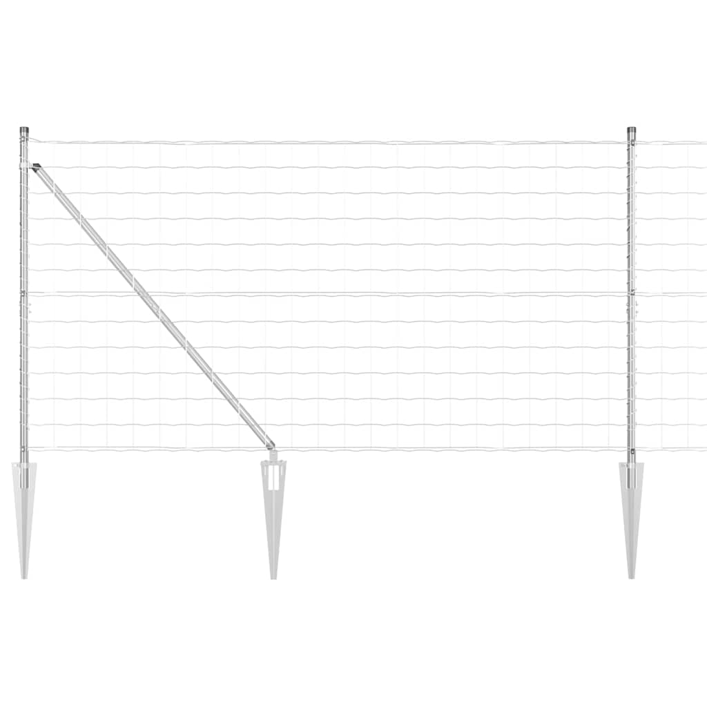 vidaXL Zaun mit Pfosten Silber 1,2 x 25 m Stahl Image