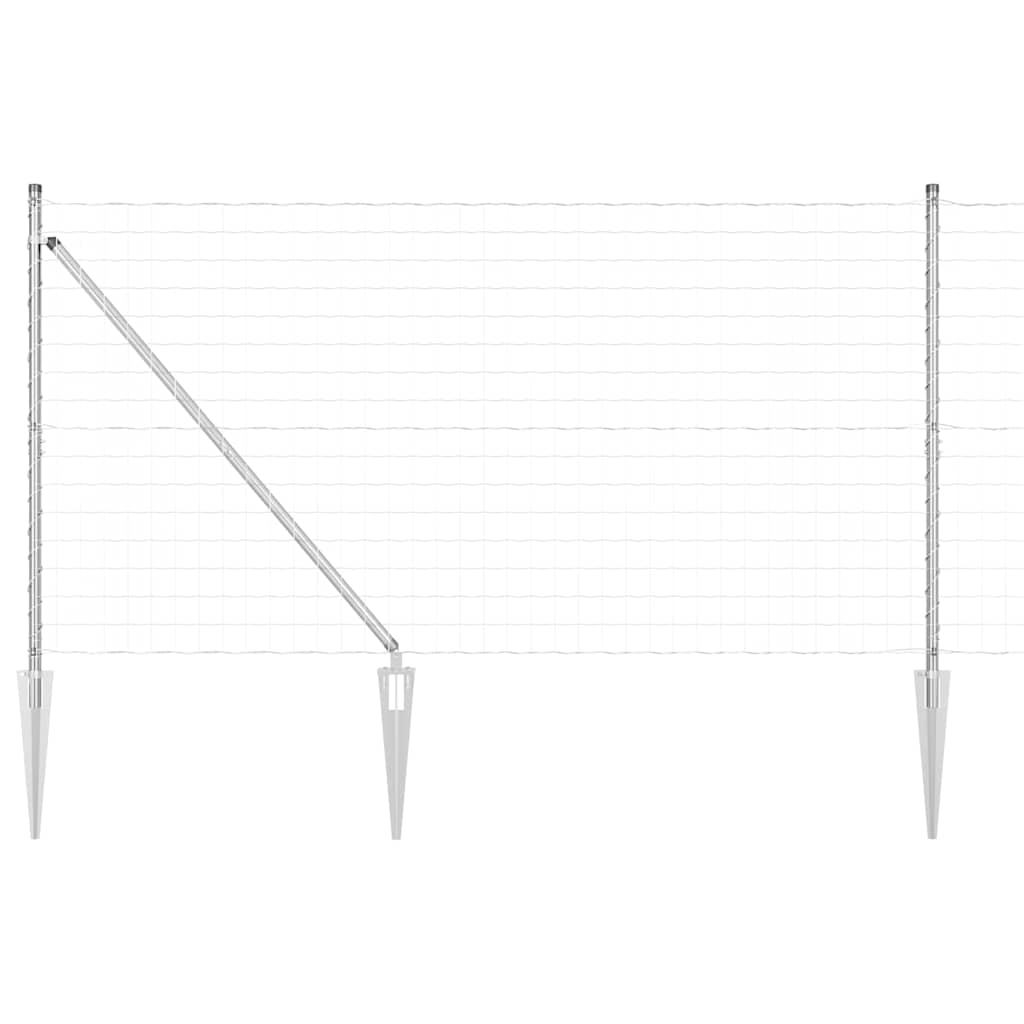 vidaXL Zaun mit Pfosten Silber 1,2 x 25 m Stahl Image