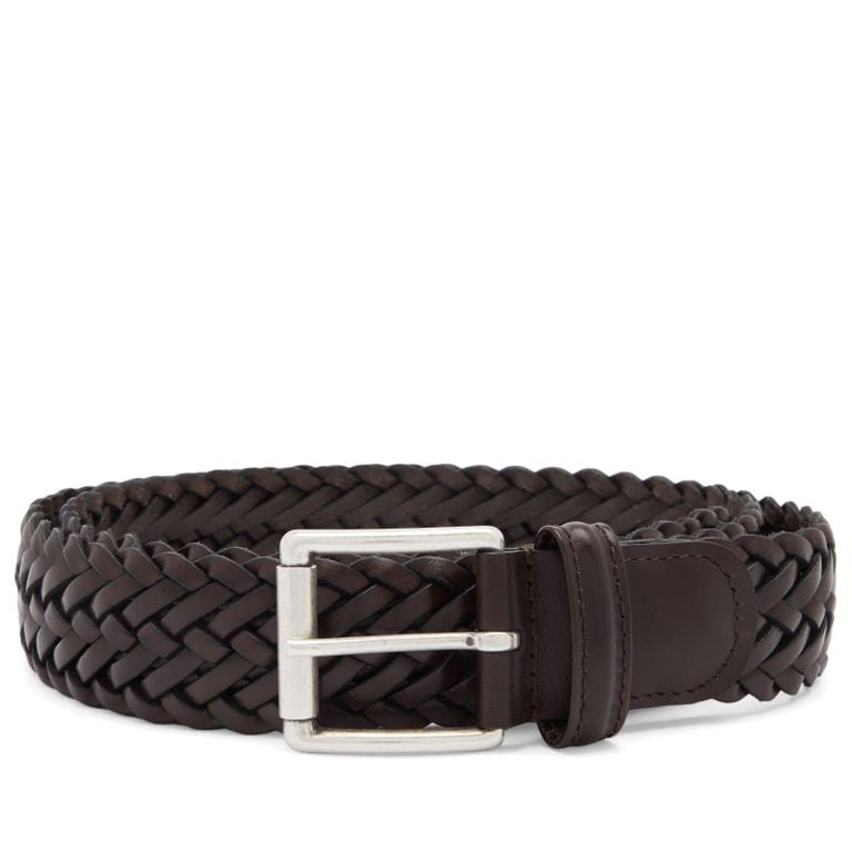 Woven Leather Belt - Brown - Andersons Belts