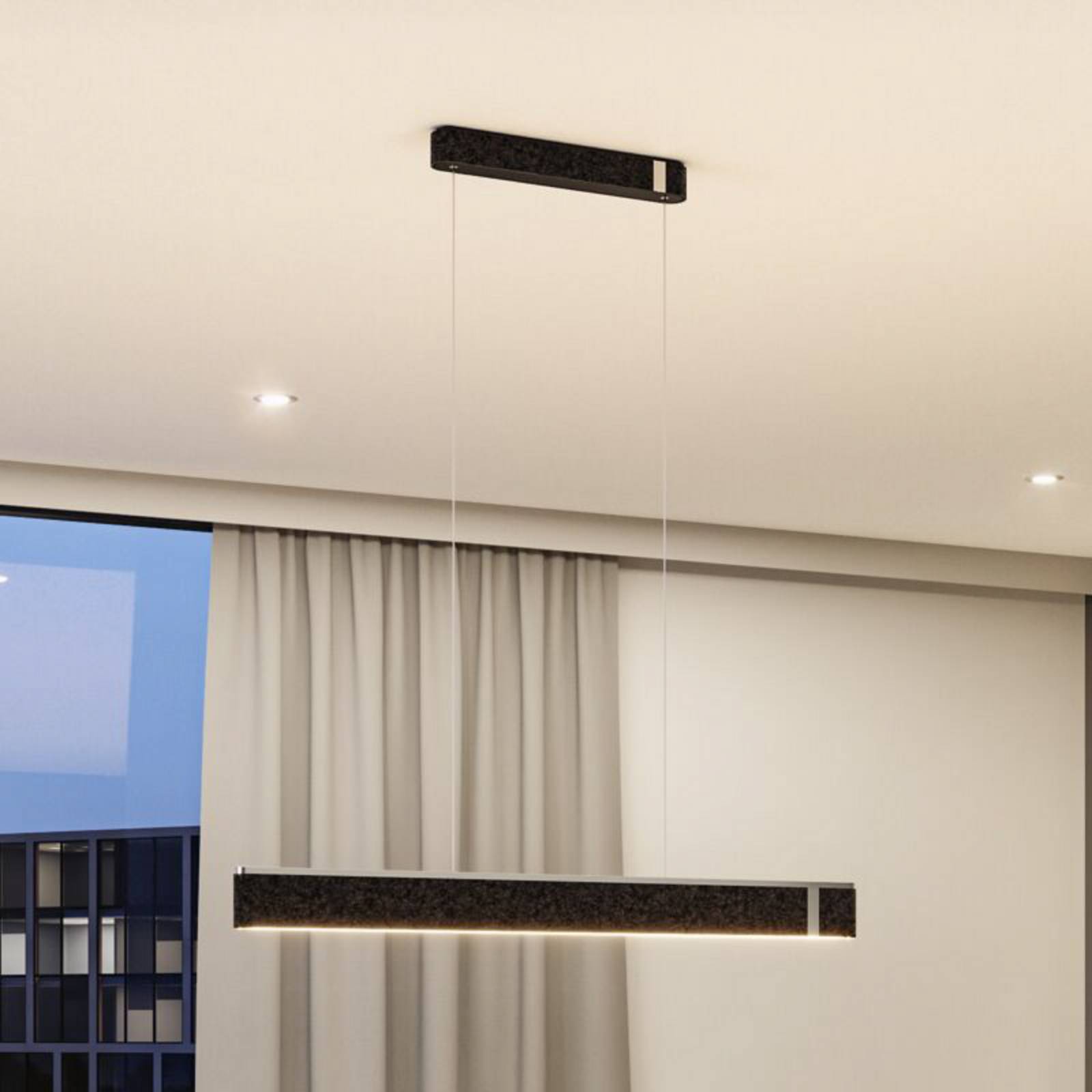 Paulmann Smarte Hängelampe Jagun, dimmbar, alu / grau / zink, für Wohn- / Esszimmer, Textil / Stoff / Seide, Modern, Smart Home Pendelleuchte