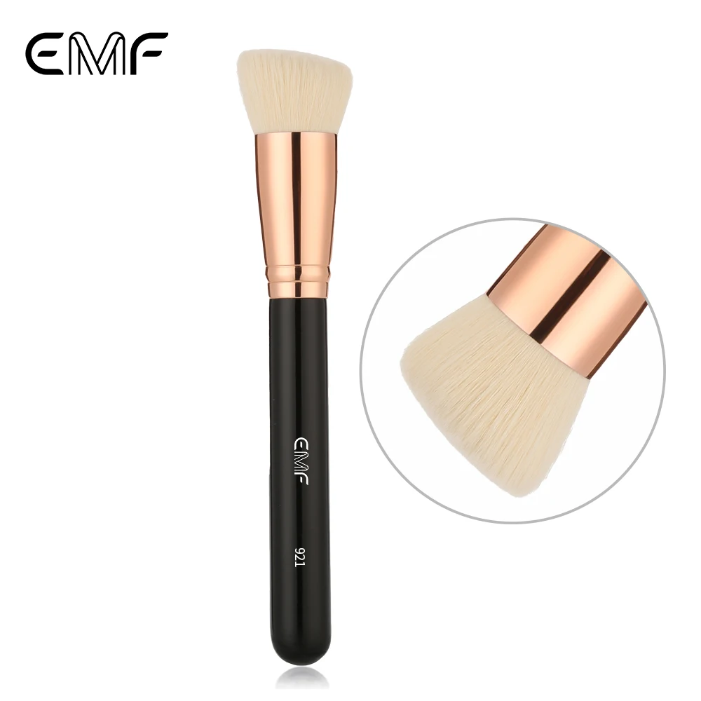 EMF Single Foundation Pinsel für Frauen Angel Slant Black Wood Griff Synthetisches Haar Großhandel Make-up Tool für Kosmetik Schönheit