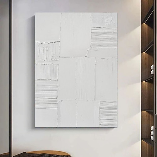 Handgemaltes Ölgemälde mit weißer Struktur, handgefertigtes 3D-Texturgemälde in Weiß, minimalistisches Gemälde in Weiß, originelle moderne Raumdekoration, großes abstraktes Kunstwerk, große weiße Image