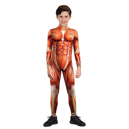 Zentai-Anzüge Cosplay Kostüm Catsuit Totenkopf Karnevalskostüm Ganzkörperanzug Damen Cosplay Gruseliges Kostüm Anatomie Kostüm für Karneval Maskerade Erwachsene Image