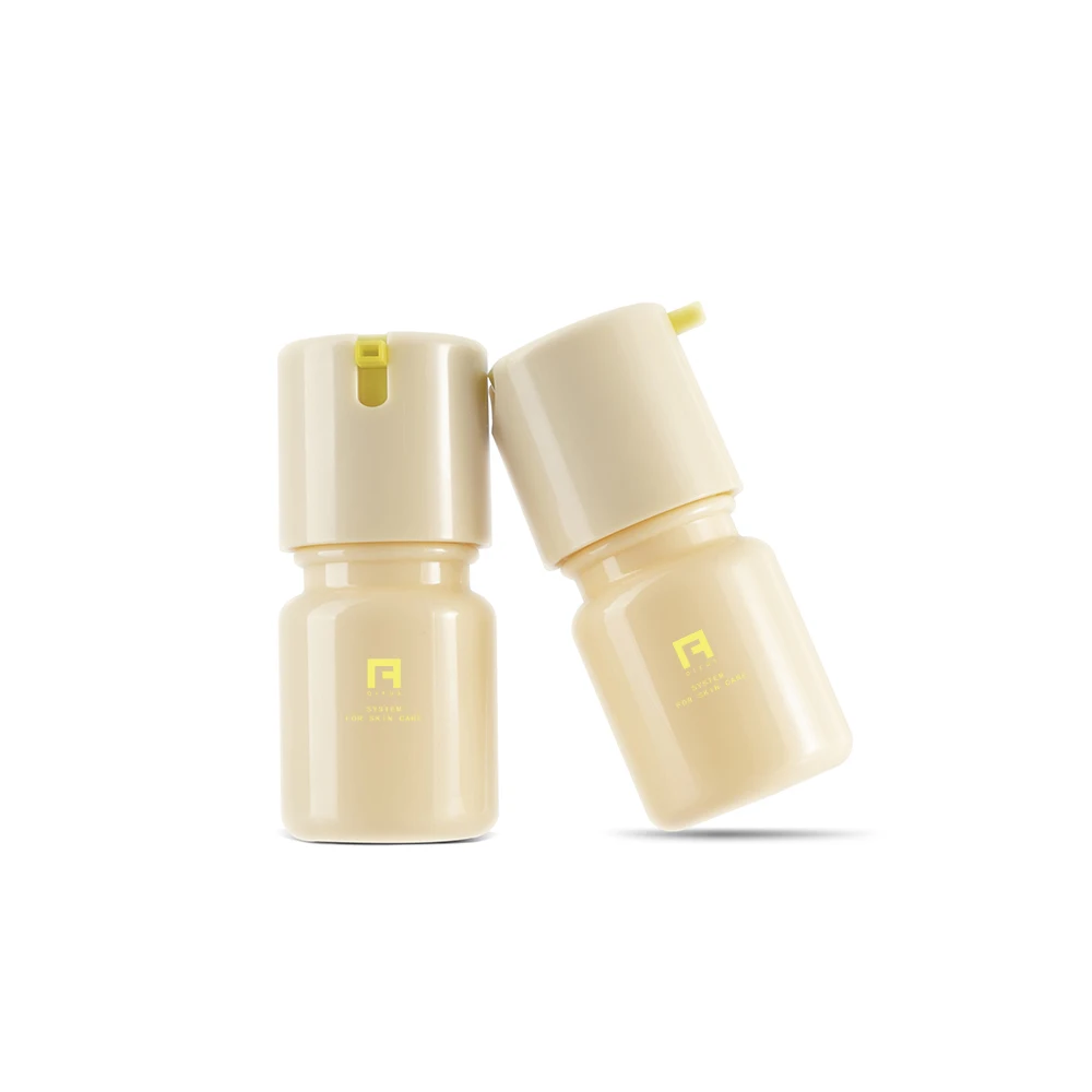 Goldgelbe Plastik flasche 30g 40ml 60ml 100ml 130ml Luxus kosmetik flasche mit Beauty Pump Orange Flasche Hautpflege verpackung