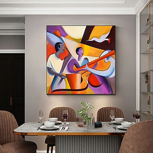 Handgefertigte Wandbilder im Picasso-Stil, modernes Kubismus-Gemälde, Picasso-Leinwandbild, großes Gemälde, Popkultur-Poster, Picasso-kubistische Wandkunst, Geschenk für neue Hausbesitzer Image