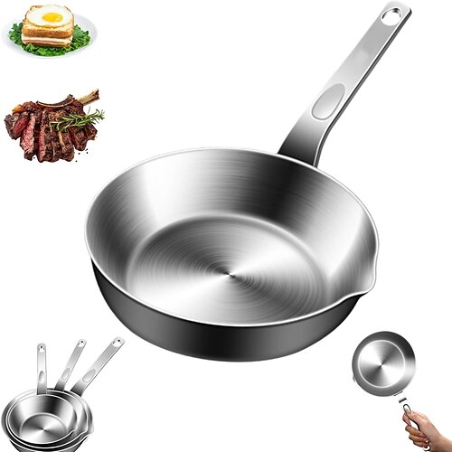 Mini-Eierpfanne aus Edelstahl 316 mit Ausgießer, kleine Omelettpfanne für Butter und Soßen, geeignet für Gas- und Induktionsherde, nur Handwäsche Image