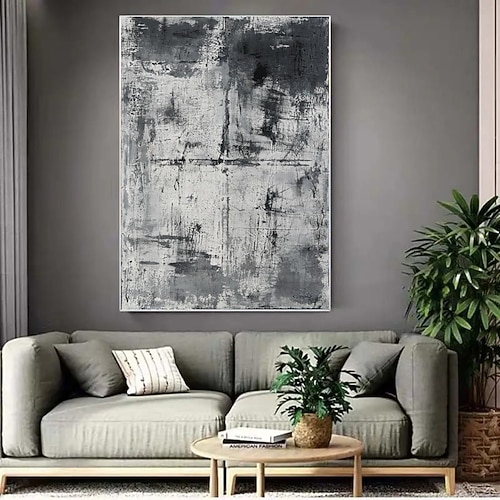 Handgemaltes Ölgemälde auf Leinwand, Wanddekoration, schlichtes abstraktes Gemälde für die Heimdekoration, auf Keilrahmen gespannt / gerolltes, rahmenloses Gemälde Image