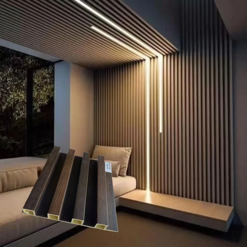 Moderne Holz-Kunststoff-Verbund-Innenwand platte PVC geriffelte Wand Wohnzimmer Küche Feuchtigkeit beständig Anti statisch Wasserdicht