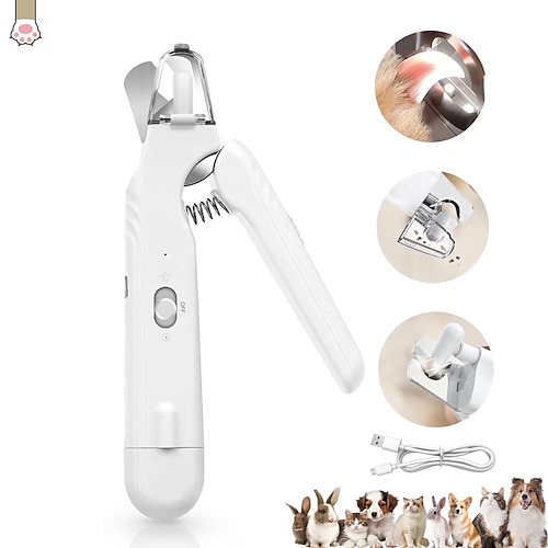 2-in-1-Set: Wiederaufladbarer, USB-wiederaufladbarer Krallenschneider mit Licht und leisem Betrieb für Hunde, Katzen, Welpen und kleine bis große Hunde. Image