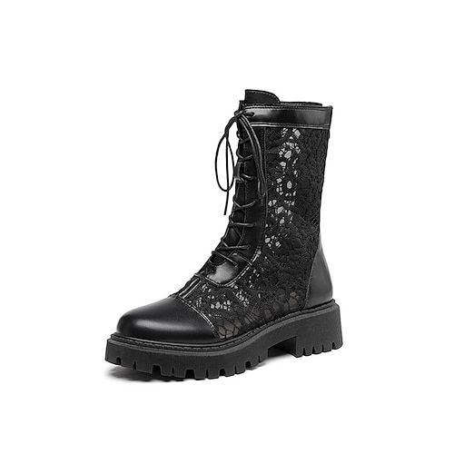 Weiße Damen-Schnürstiefel mit klobiger Sohle – modisch, strapazierfähig, perfekt für Alltag, Streetwear und Freizeit. Image