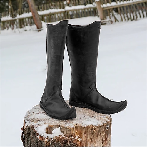 Mittelalterlich Renaissance Schuhe Kniehohe Stiefel Flache Jazzstiefel Ritter Keltischer Ritter Kostüm Unisex Keltisch Seeräuber königlich Maskerade Veranstaltung / Fest LARP Renaissance-Messe Image