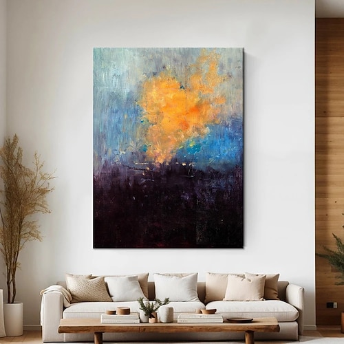 Handgemaltes Ölgemälde auf Leinwand, abstraktes Bild, Kunst für die Wanddekoration im Wohnzimmer, auf Keilrahmen gespannt / gerolltes, ungespanntes Gemälde Image