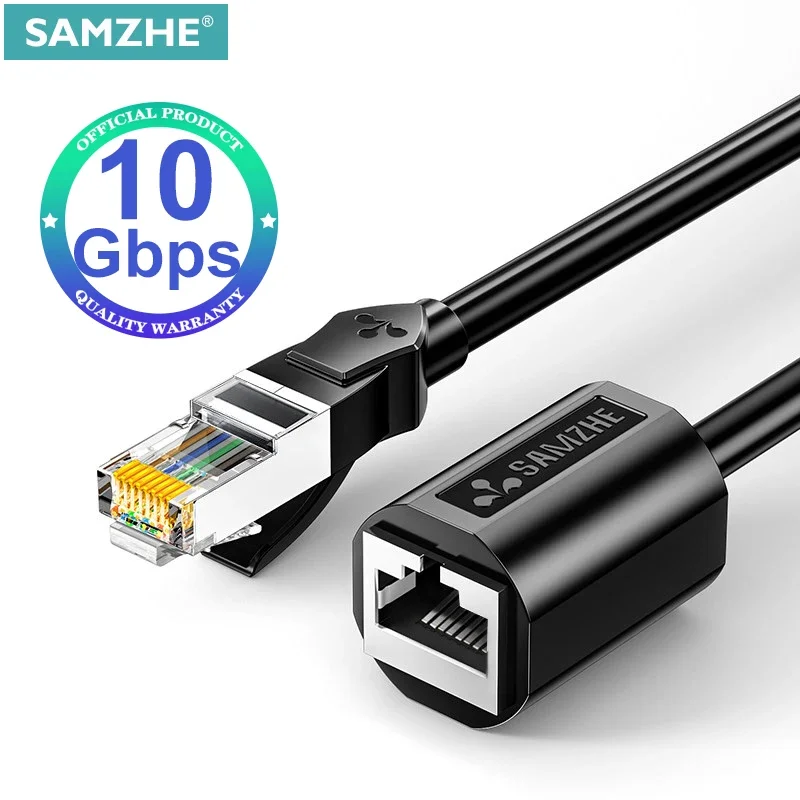 SAMZHE RJ45 Ethernet Verlängerung Kabel Adapter CAT6 Netzwerk Patchkabel Abgeschirmt Kompatibel mit KATZE 6 5E 5 Image