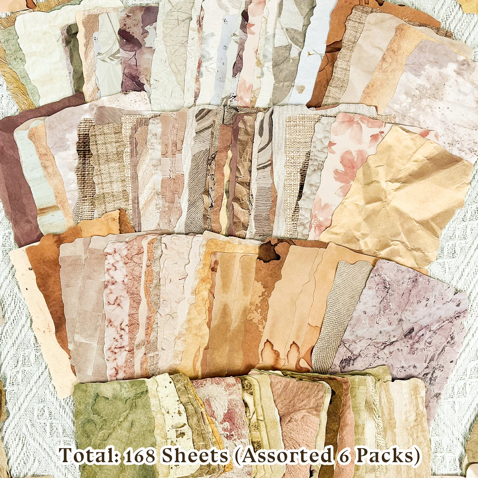 Materialpapier 168 Blatt Textur Vintage-Stil Handbuch DIY Scrapbook & Journal Fotoalbum Dekoration Hintergrundpapier Image