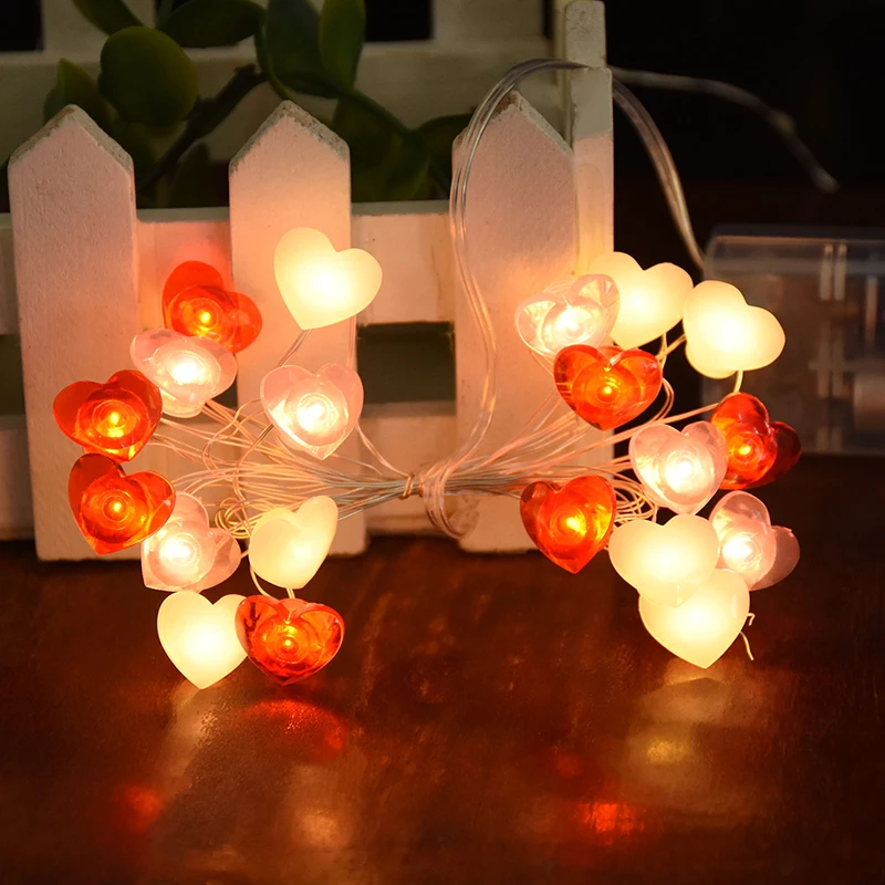 2m 20led Hochzeit Liebe Herz String Lichter Valentinstag Geburtstag Geschenke Herz Lichterketten Girlande für zu Hause Kinderzimmer Weihnachten Dekor Image