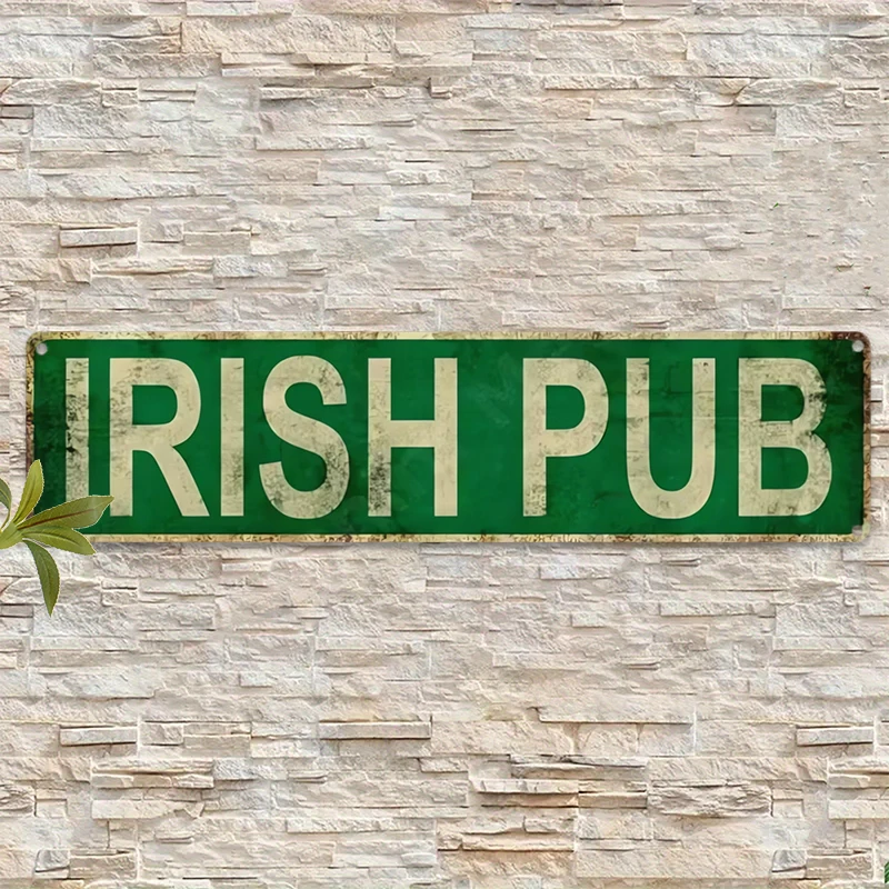 Vintage irisches Pub-Metallschild – rustikale Aluminium-Wanddekoration für Bar, Taverne, Restaurant, Männerhöhle – Distressed IRISH PUB-Schild Image