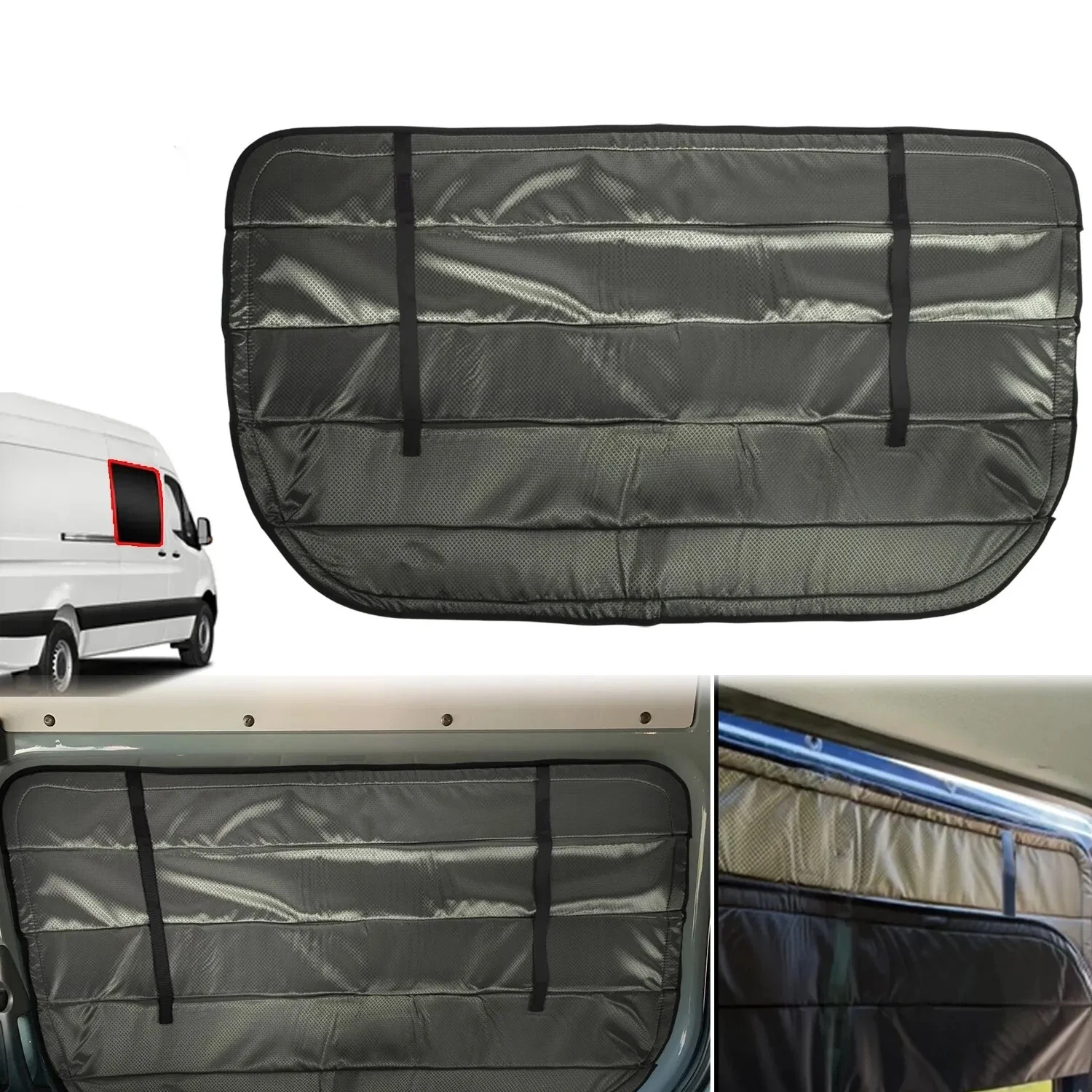 Türfensterabdeckung für Mercedes-Benz Sprinter Van 2007–2022, faltbare, isolierte Verdunkelungs-Schiebetür-Fensterabdeckung Image