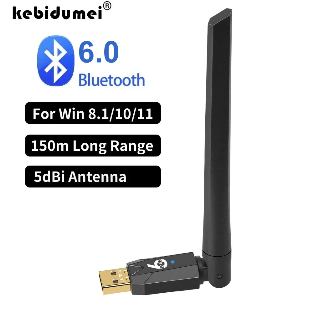 USB Bluetooth 6.0 Adapter 200M Wireless Receiver Sender für PC Windows 11/10/8.1 Wireless Mouse Tastatur Audio Adapter Image