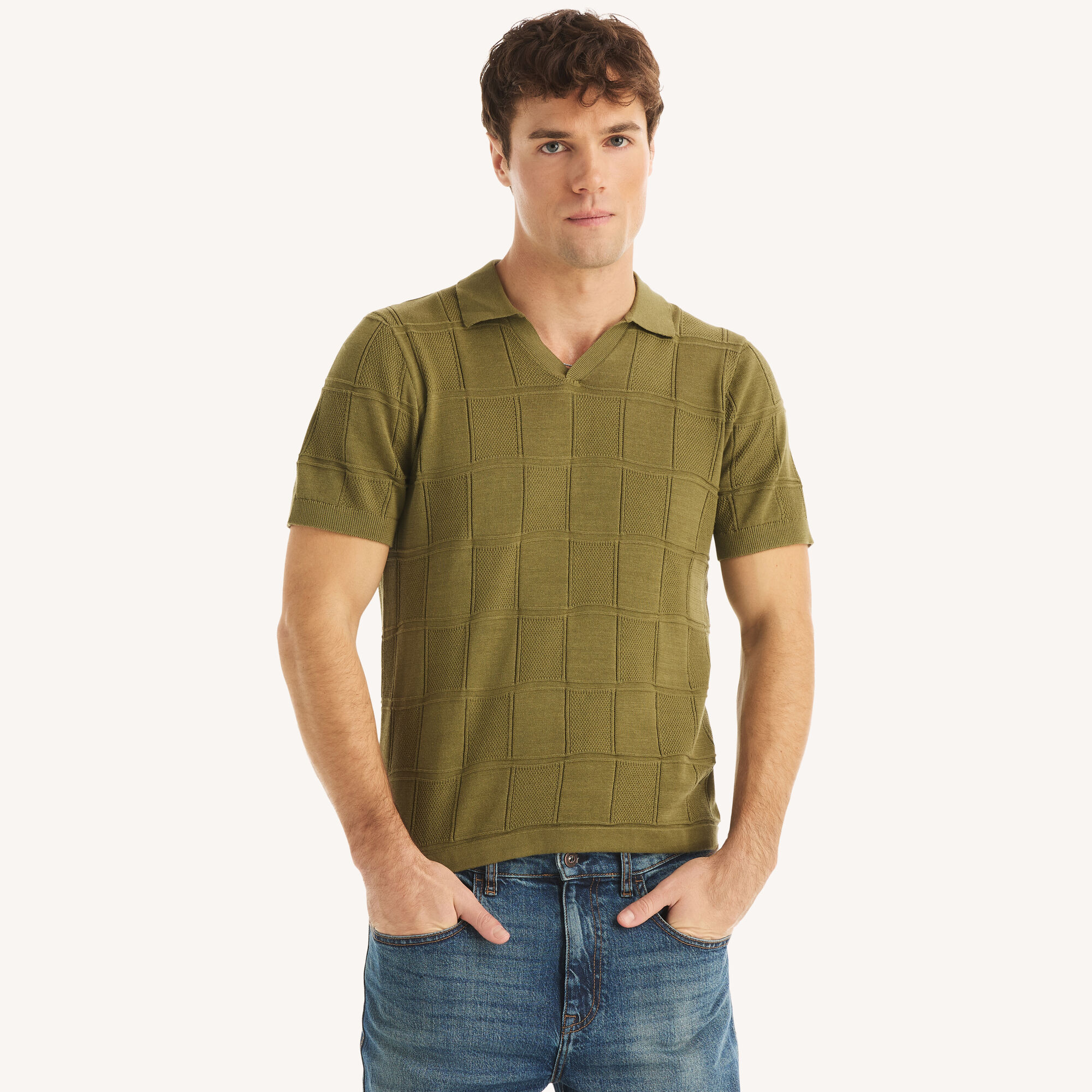 Nautica Men's Textured Sweater Polo 335 (Spearmint), 3XL