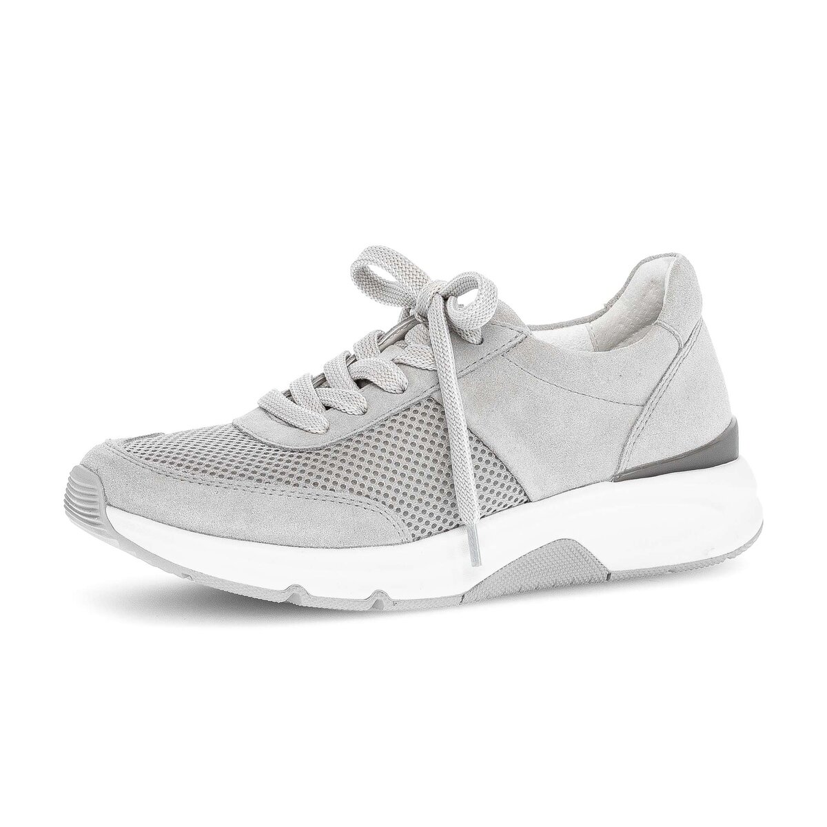 Sneaker GABOR "Sneaker low Materialmix Leder/Lederimitat", Damen, Gr. 36, grau, Schuhe Sneaker