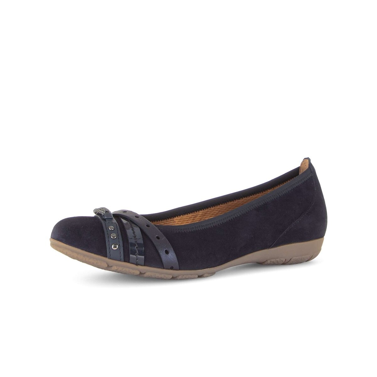 Ballerina GABOR "Eleganter Ballerina Materialmix Leder", Damen, Gr. 40,5, blau, Schuhe Ballerina