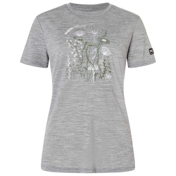 super.natural - Women's Rock Flowers Tee - Merinoshirt Gr XS grau
