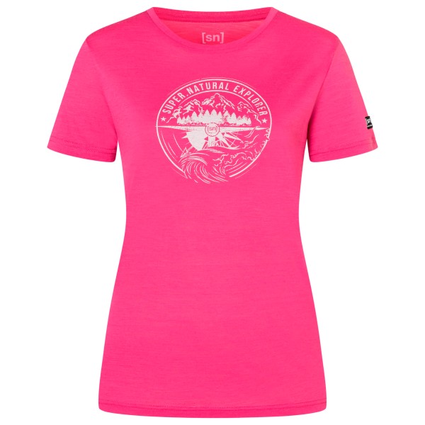 super.natural - Women's Exploring Tee - Merinoshirt Gr XL rosa/weiß